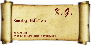 Kmety Géza névjegykártya